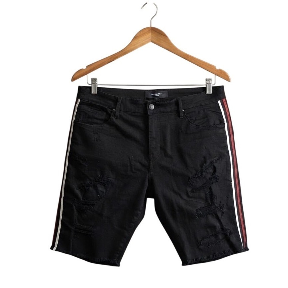 Jordan Craig Legacy Edition Mens Black Distressed Side Stripe Denim Shorts 40